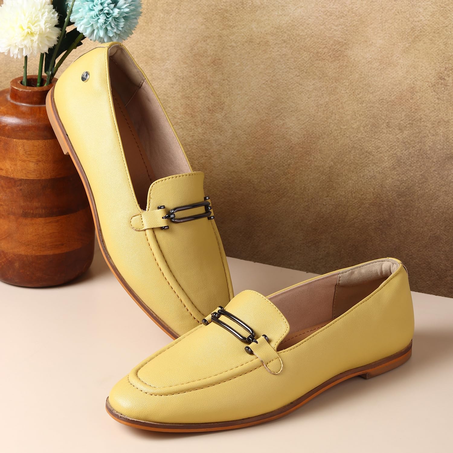Bliss Loafers for Women | Comfortable & Stylish Bellies | Fashion Moccasins with Footpharma Footbed | Slip-on for Casual & Formal Wear | 001 | Pastel Yellow - UK 4 - Image 2