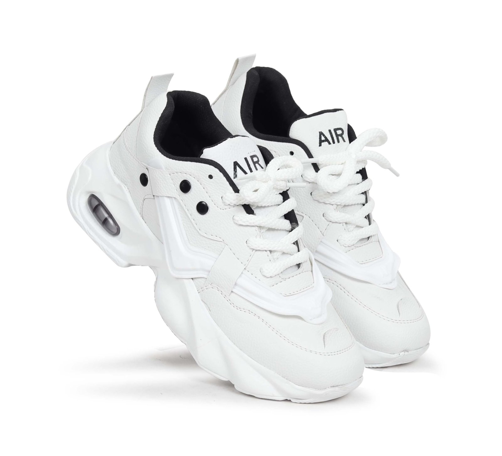 JEMPA Trendy Lace-Up Casual Sports Shoes with Thick Sole for Men (SPO-02-WHT-7) White