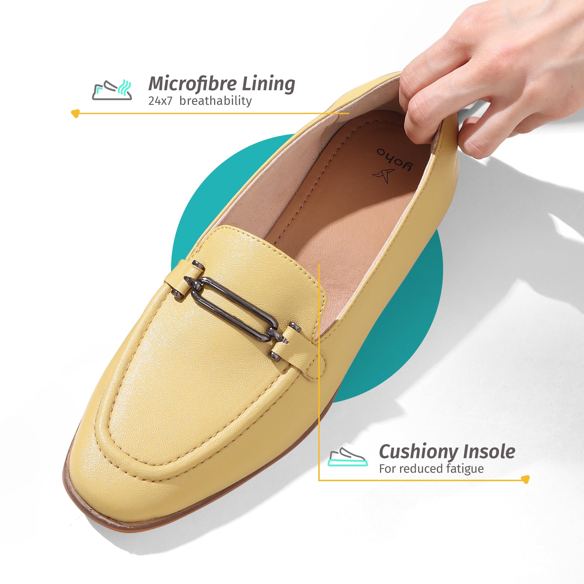 Bliss Loafers for Women | Comfortable & Stylish Bellies | Fashion Moccasins with Footpharma Footbed | Slip-on for Casual & Formal Wear | 001 | Pastel Yellow - UK 4 - Image 3