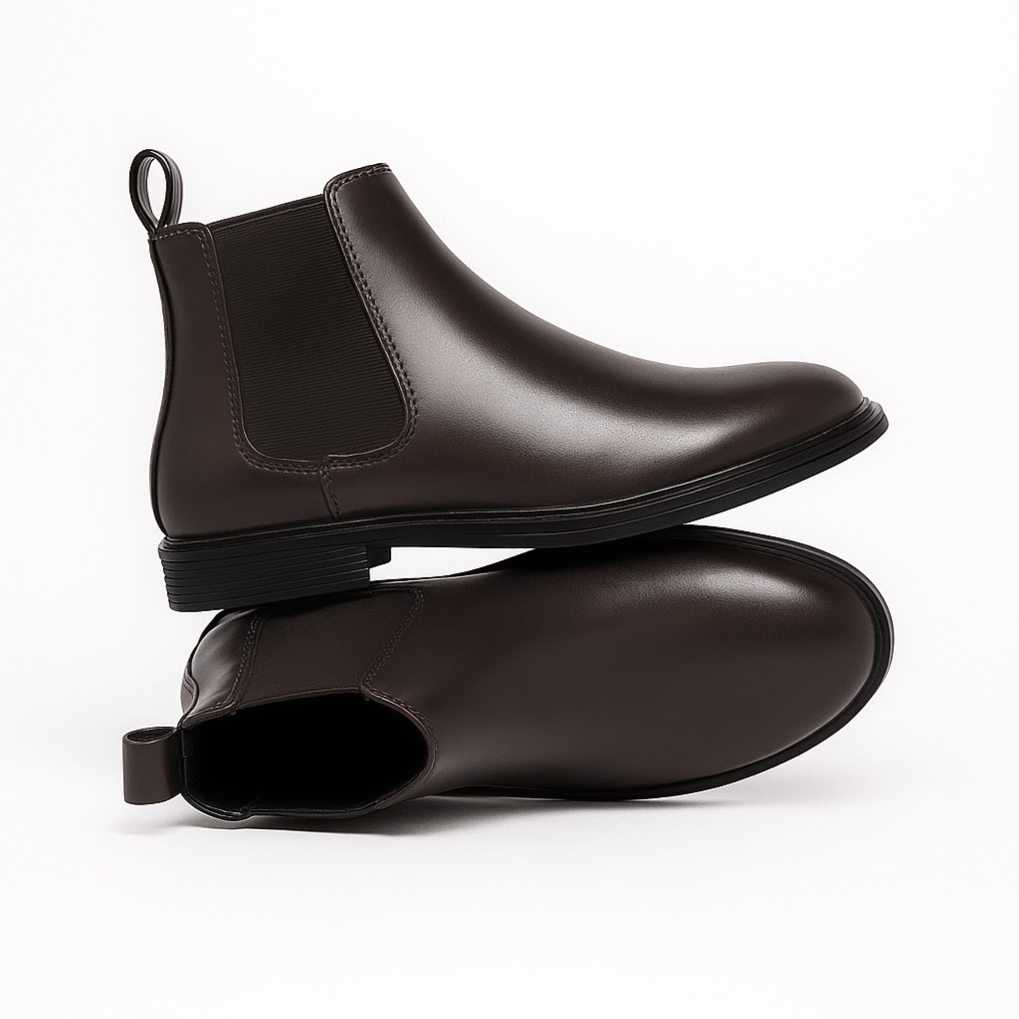 Men's Classic Chelsea Boots, Synthetic Leather, Ankle High, Black, Memory Foam Insole, 2.5 cm Block Heel (Brown, UK Footwear Size System, Adult, Men, Numeric, Medium, 10) - Image 7