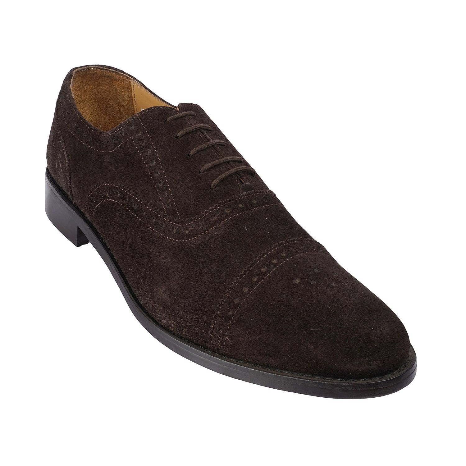 Big Size Regular Width Suede Leather Brown Formal Lace-Up Shoes (UK13/US14)