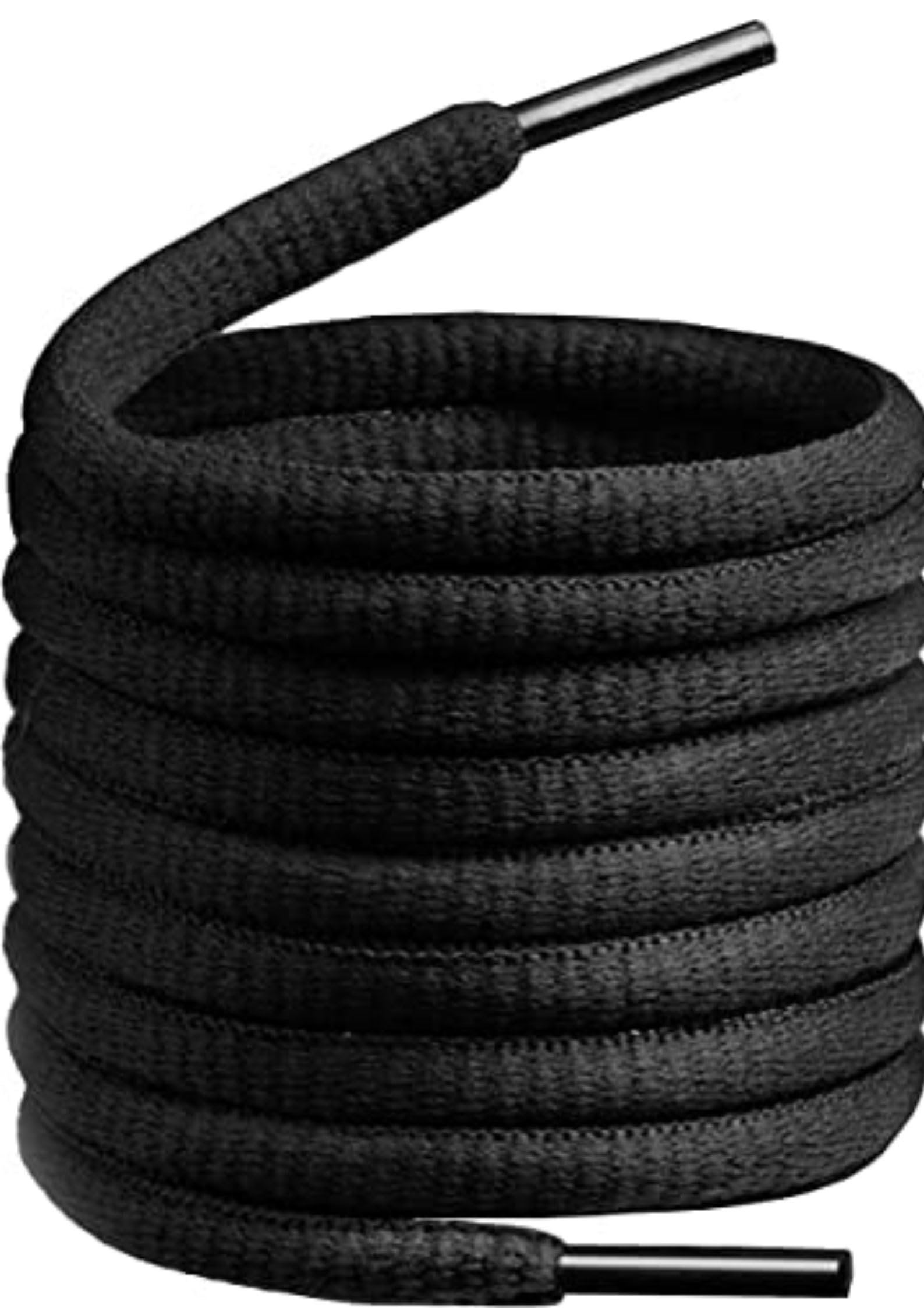 ™ 4mm Nylon Round Shoes Lace Shoelace for Sport, Casual, Hiking, Sneaker Shoes (45inches & 120cm, BLACK Lace)