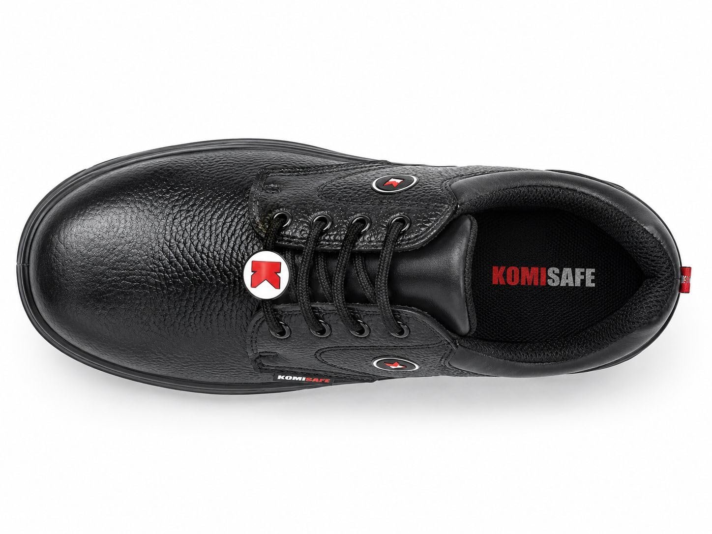 KOMISAFE Steel Toe Safety Shoes for Men | Anti Slip PU Sole | Shock Absorbing Work Shoes | Oil and Acid Resistant | Lace Up Industrial Safety Footwear | Black - Image 4