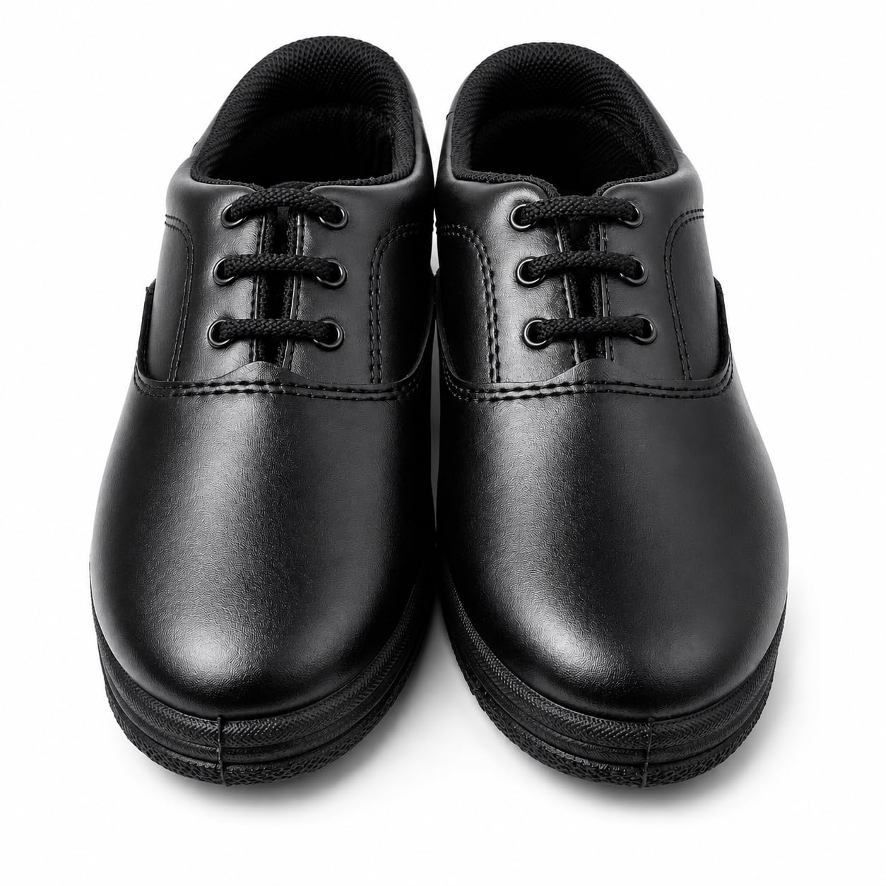 Microlon Boys Uniform School Shoes | Lace-Up Black & White Unisex School Shoes with Memory Foam Cushion (Black, UK Footwear Size System, Big Kid, Men, Numeric, Medium, 11)