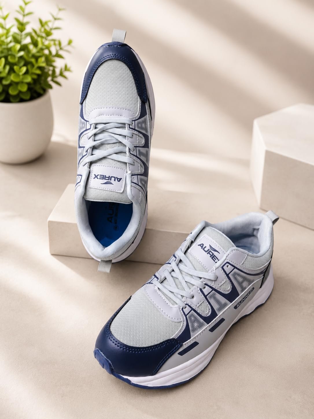 Men Sports Shoes Grey and Navy Blue (Grey and Navy Blue, UK Footwear Size System, Adult, Men, Numeric, Medium, 10) - Image 4