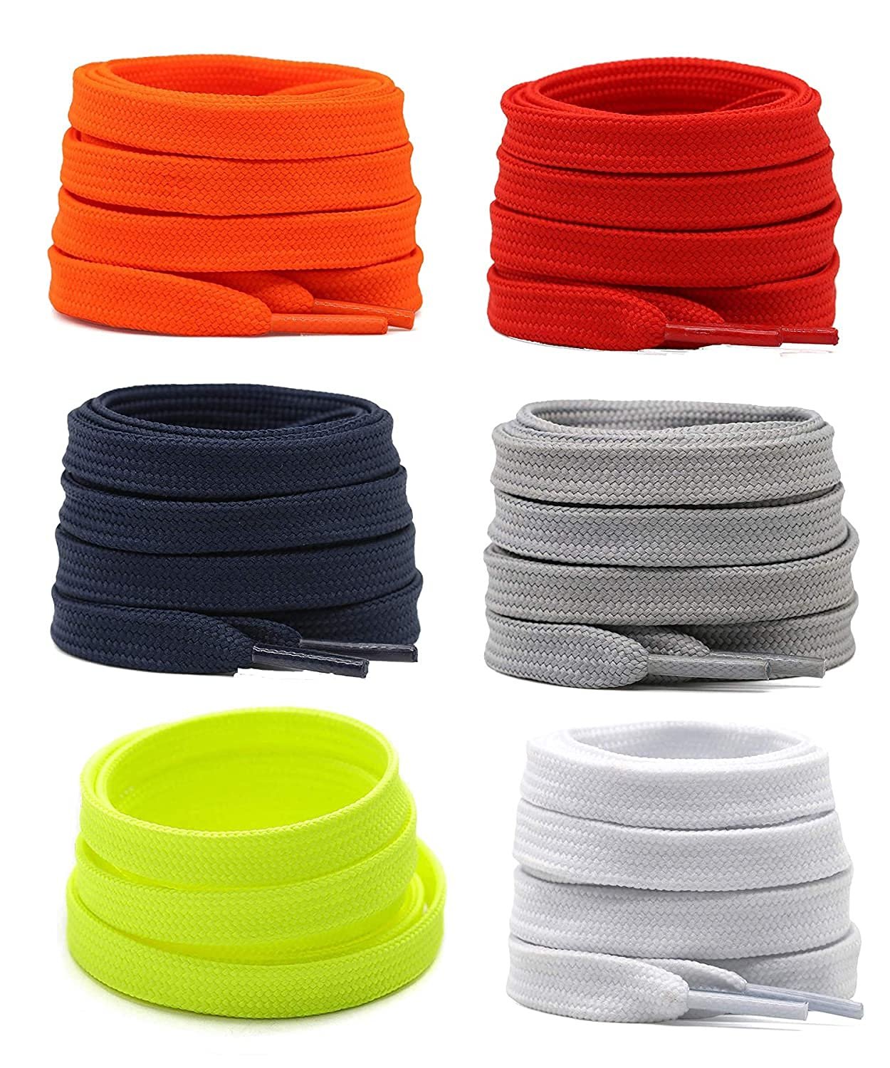 Sport Shoelaces Flat Hollow Design casual shoe laces suitable for Sneakers and sport shoes - 6 Pair Set