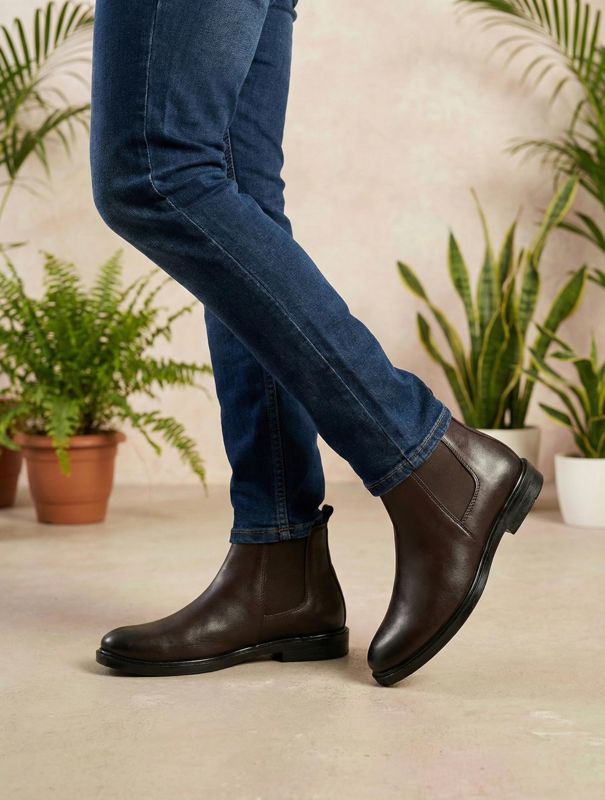Nandu Boot House Men's Brown Slip On Fashion Chelsea Boots | High Tops, Soft Cushioned Insole, Comfortable Fit, Trendy, Stylish Boots 08 (UK/INDIA) - Image 2