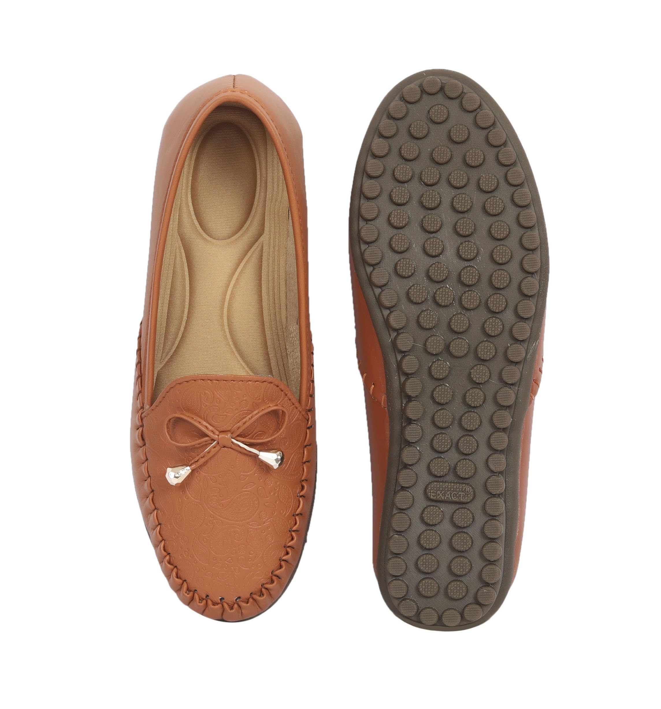 Velacare Women's Loafer Style Bellies, Tan, Bow Detail (UK Footwear Size System, Adult, Women, Numeric, Medium, 3) - Image 4