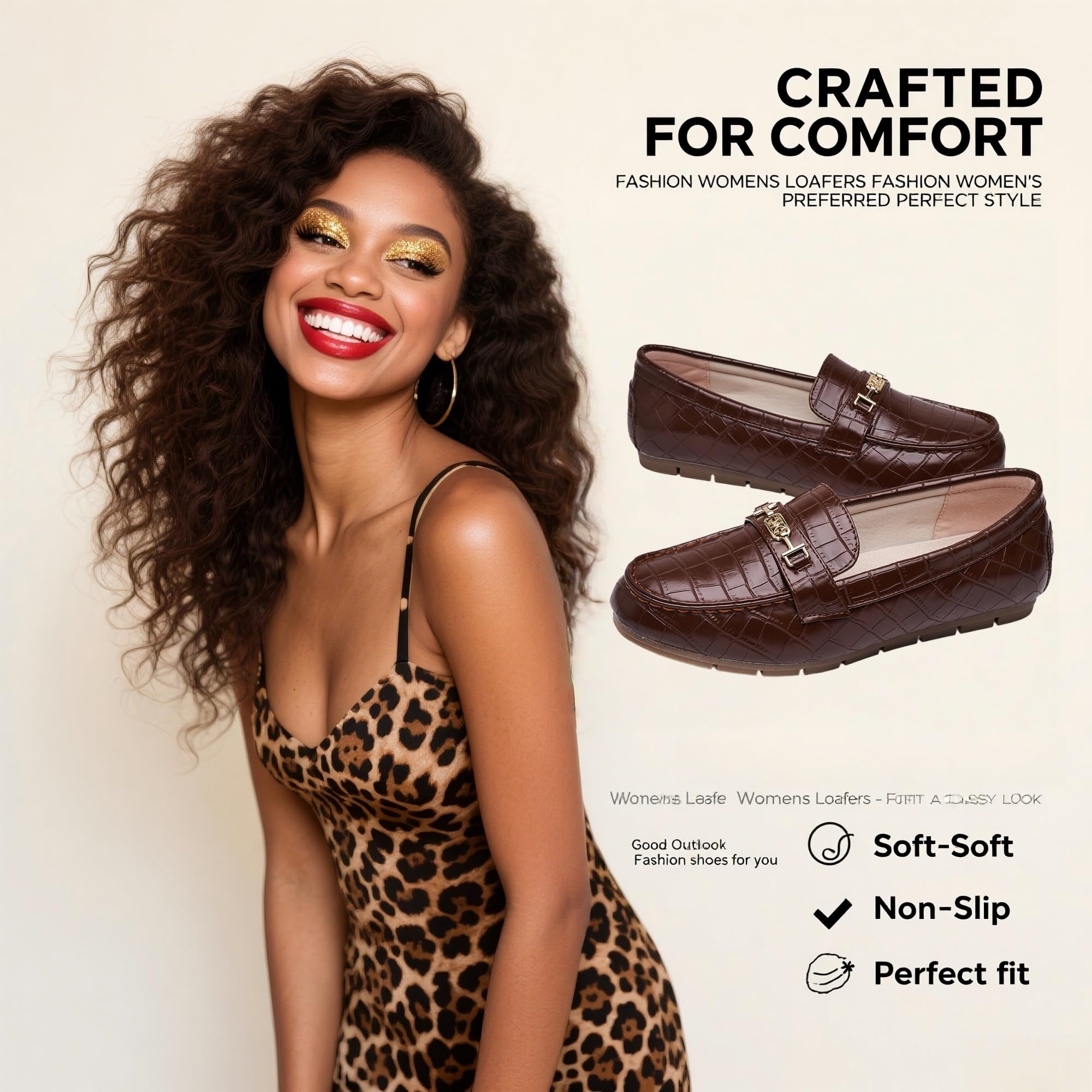 Women's Loafer Shoes Leisure Slip On Work Shoes Comfort Walking Flats, Chocolate, 9.5 - Image 2