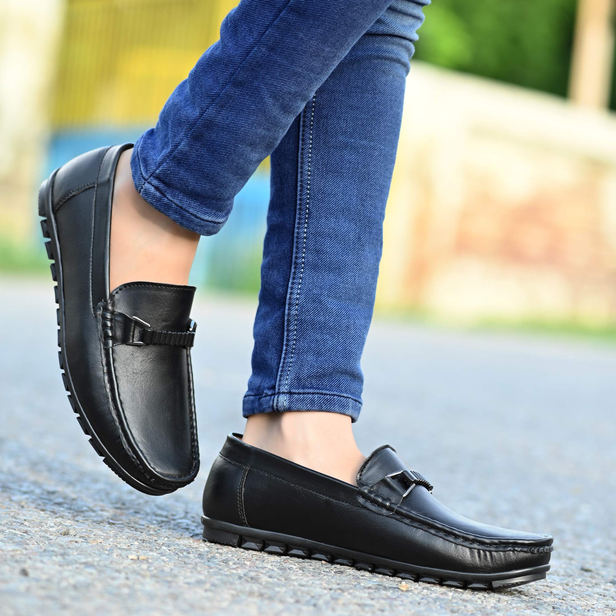 Men 7102 Black Loafers-10 UK/India (44 EU) (7102-01) - Image 2