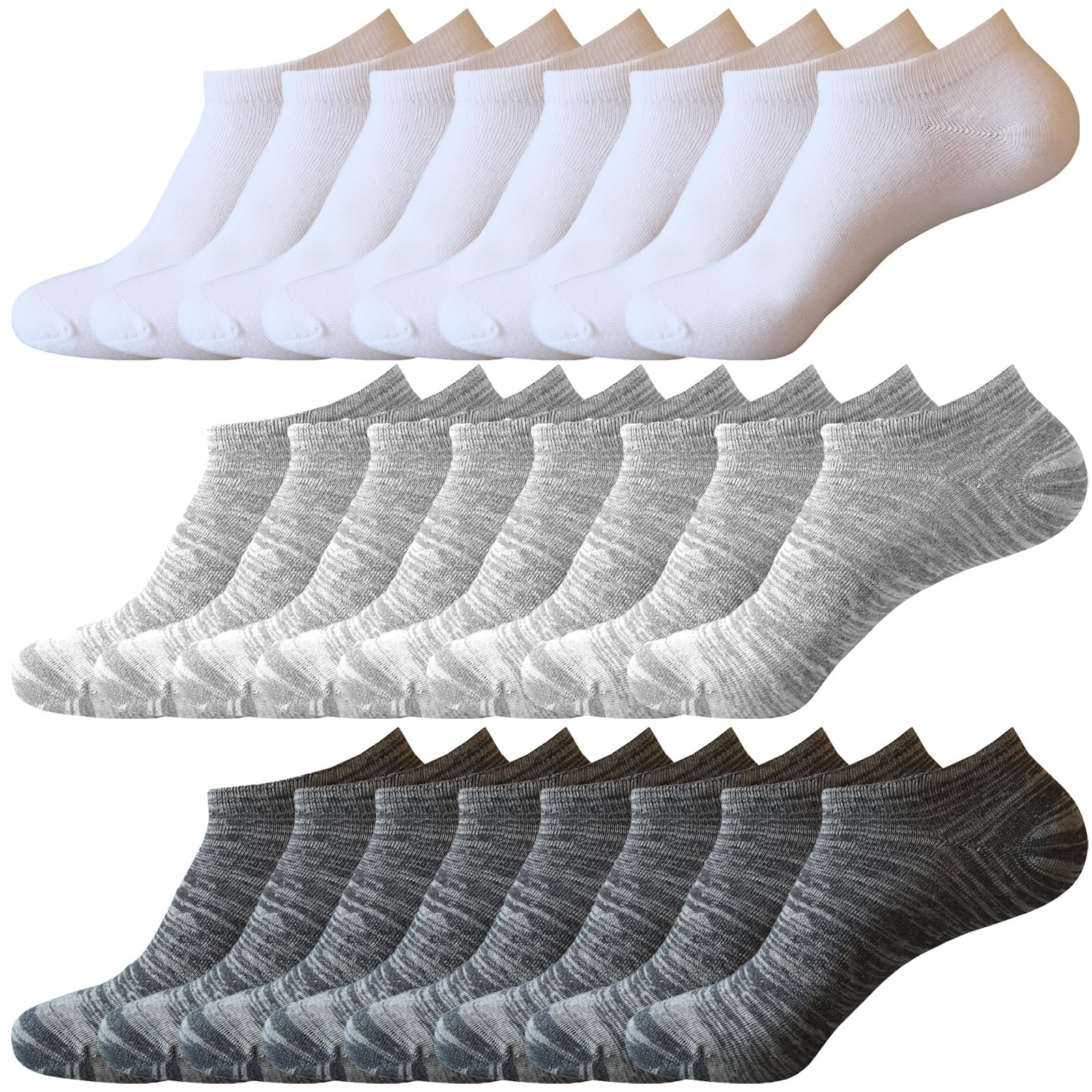 12-30 Pairs Low Cut Ankle Socks for Women No Show Casual Breathable Athletic Socks Bulk for Sport, 12pairs Colora-white, One Size