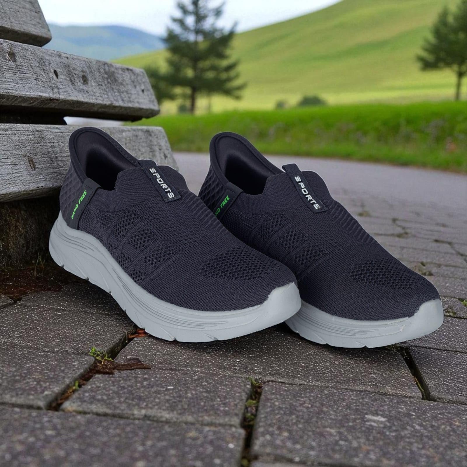 Men’s Slip-On Athletic Walking Shoes, Knit Mesh Upper, Lightweight Comfort, Breathable Mesh Sneakers with Soft Cushion Sole Dark Grey - Image 5
