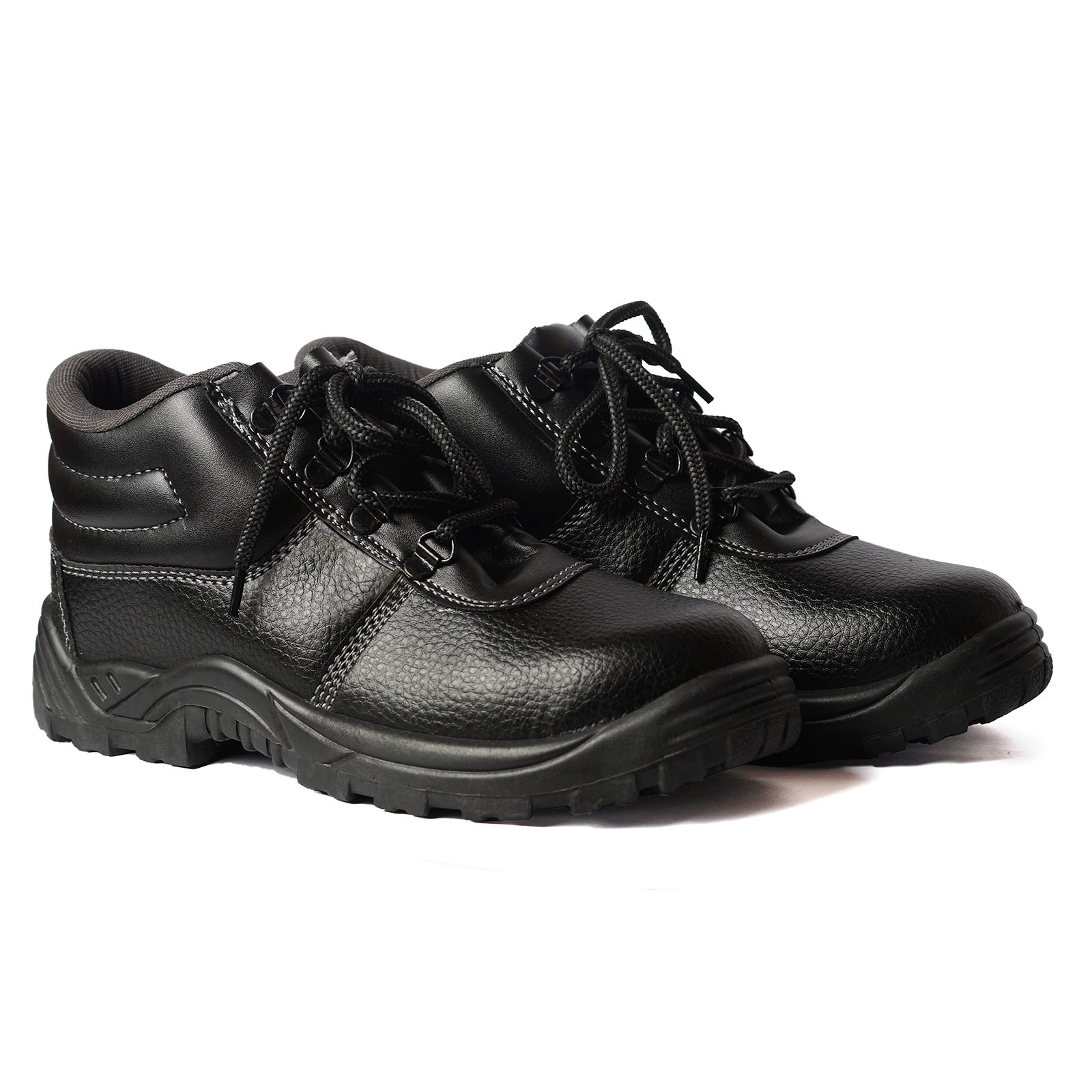 high ankle high quality fine material safety shoes with good bond strength for Industrial work,100% rexcine | Waterproof |PUNCTURE PROOF |Anti- skid |(UK-9, Black)