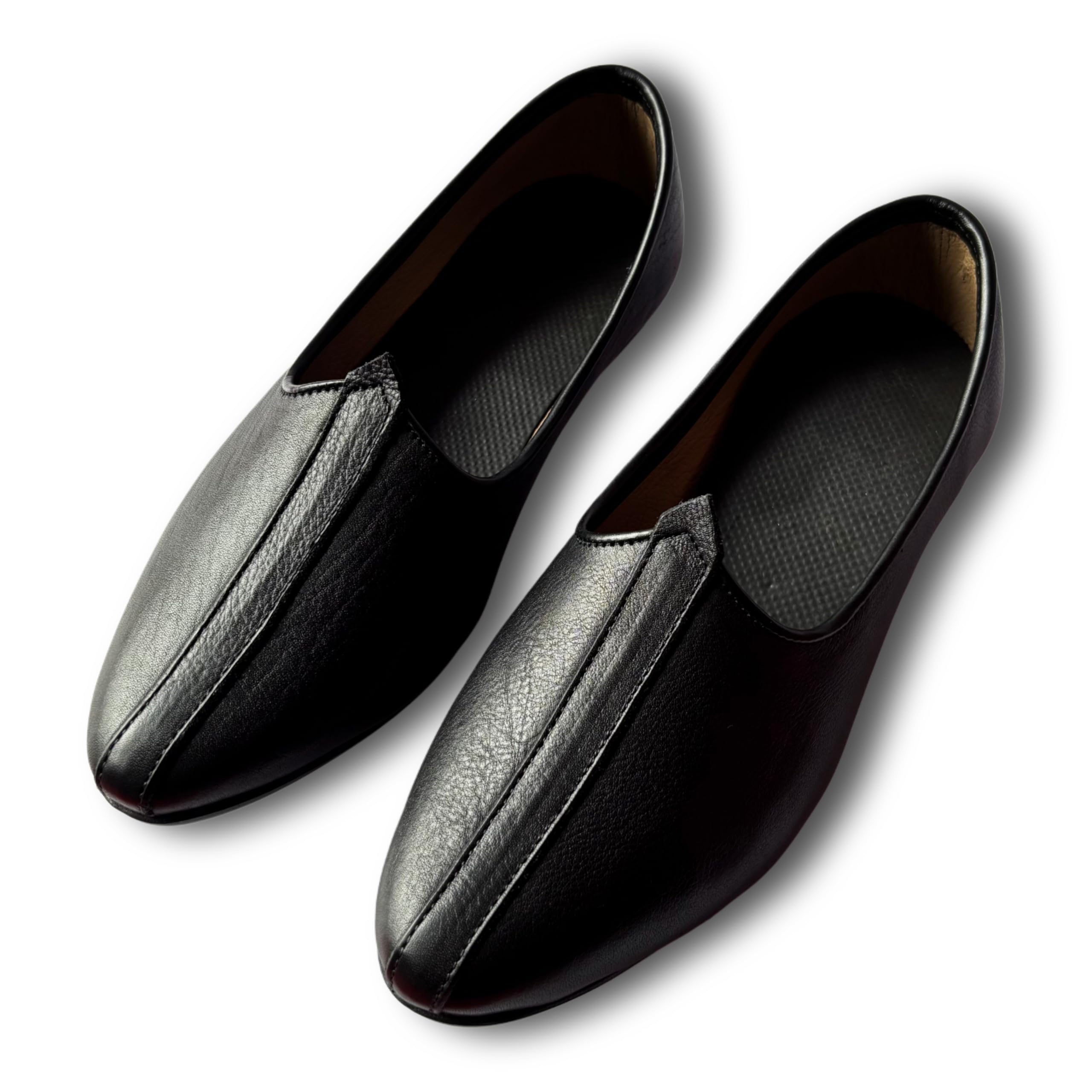 Handmade Pure Leather Nagra Jutti for Men (UK Footwear Size System, Adult, Men, Numeric, Medium, 10) Black